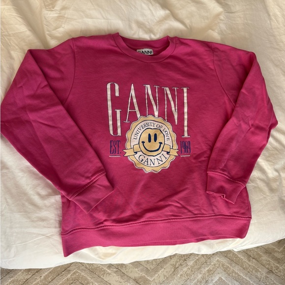GANNI Pink Graphic Sweatshirt - Picture 1 of 6